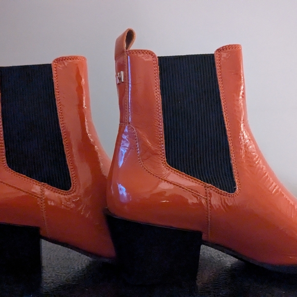 Tommy Hilfiger Orange Ankle Boots with Gold Hardware - Picture 6 of 6